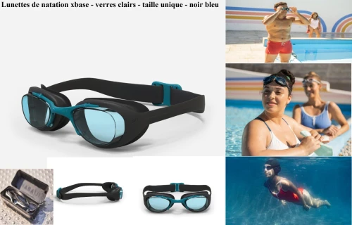 Lunettes Decathlon de natation - xbase l - verres clairs - noir