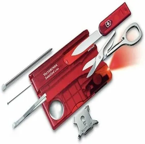 Victorinox Swiss Card lite, Couteau Multifonction, Multitool de Poche Suisse, 13 Fonctions, Loupe 