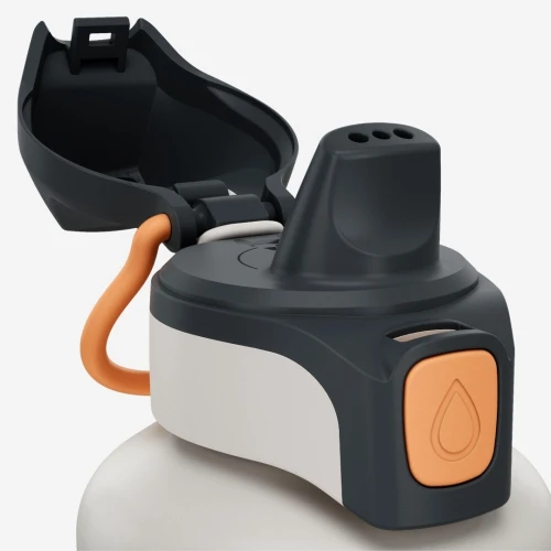 Gourde 500 enfant 0,6l en alu avec bouchon instantané pour la randonnée - Vert+beige galet