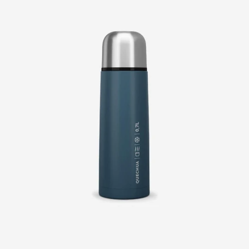 Bouteille Decathlon isotherme inox 0,7L avec gobelet pour la randonnée - bleu