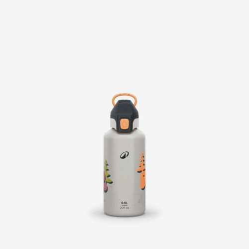 Gourde 500 enfant 0,6l en alu avec bouchon instantané pour la randonnée - Vert+beige galet