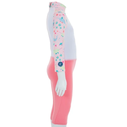 Combinaison De Natation Anti UV Bébé / Enfant Manches Courtes Rose Imprimé