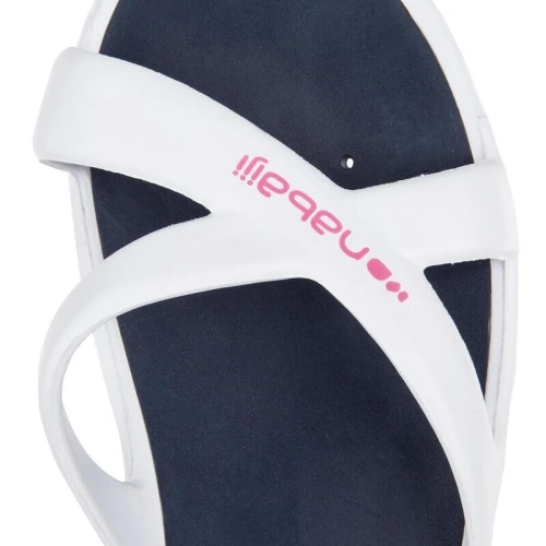 Sandales De Piscine - Slap 500 - Blanc Bleu Decathlon 