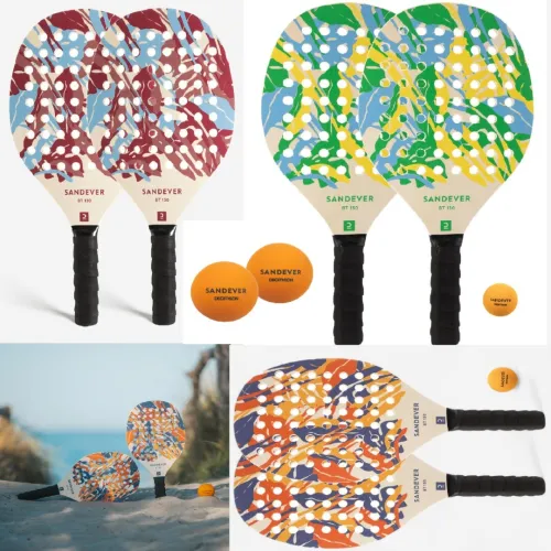 Set raquettes beach tennis experience Decathlon ROUGE+ORANGE+VERT
