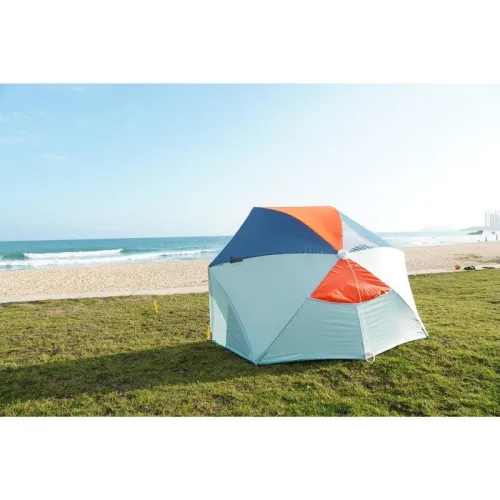 Parasol Sun Shelter 3 personnes UPF50+ Iwiko 180 - Menthe Gris Orange decathlon