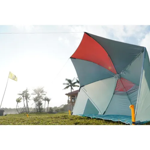 Parasol Sun Shelter 3 personnes UPF50+ Iwiko 180 - Menthe Gris Orange decathlon
