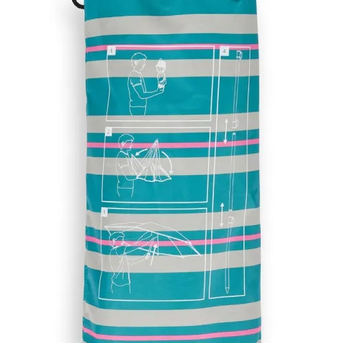 Parasol de plage compact 2 places UPF 50+ - Paruv 160 bleu fleurs
