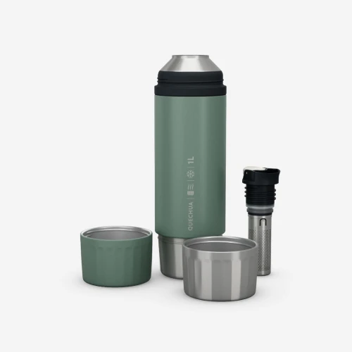 Bouteille inox isotherme avec filtre à thé 1L, de randonnée et camping