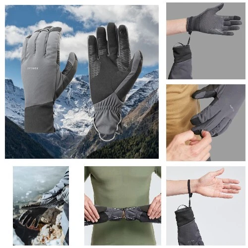 Gants tactiles coupe-vent de trekking adulte, MT900 gris