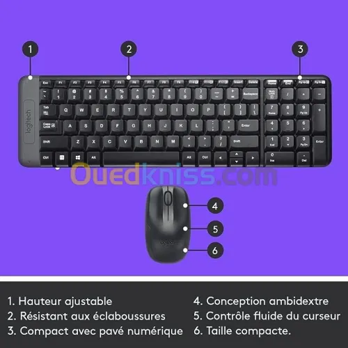 LOGITECH MK220 KIT CLAVIER SOURIS SANS FIL WIRELESS FRANCAIS