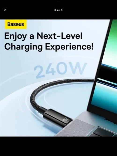 Baseus Cable Tungsten Gold 240W 1/2/3 Mètre 