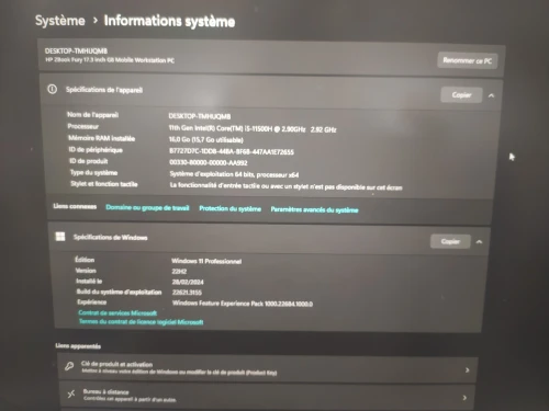 Hp Zbook Fury 17.3" G8 I5 Vpro 11500H Ram 16 Go 512 Ssd