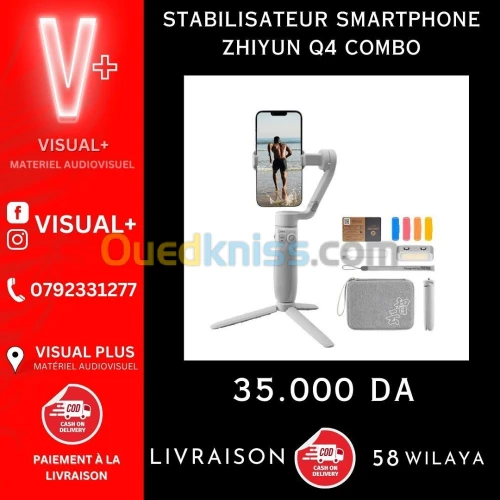 ZHIYUN - Q4 COMBO, Stabilisateur pour smartphone 3 moteurs 