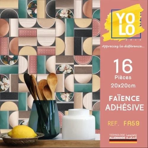 FAÏENCE ADHÉSIVE YOLO DECORATION 16P 20X20CM