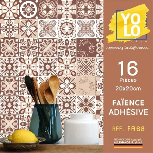 FAÏENCE ADHÉSIVE YOLO DECORATION 16P 20X20CM