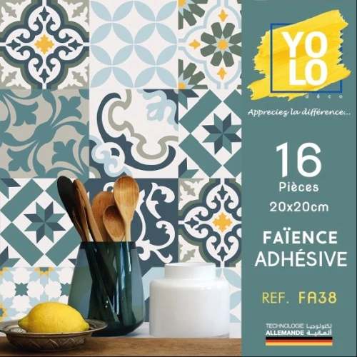 FAÏENCE ADHÉSIVE YOLO DECORATION 16P 20X20CM