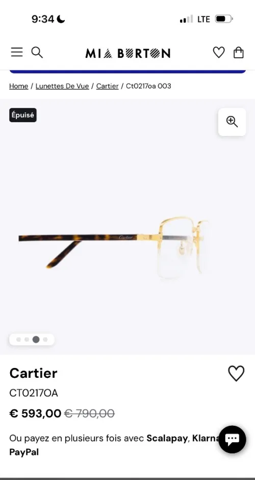 Montures Optique Cartier Originale 
