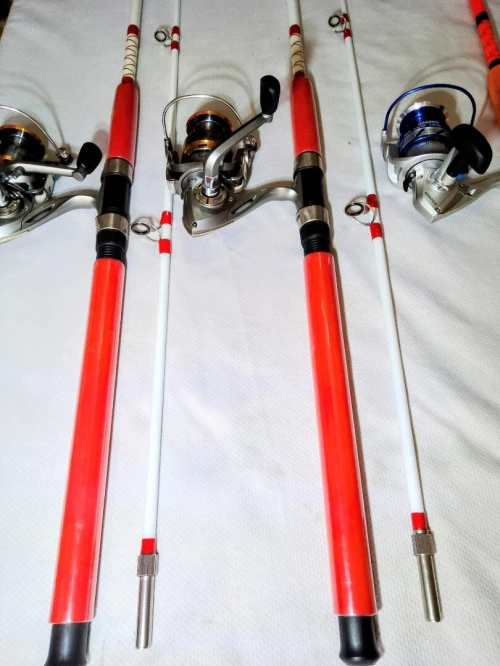 Canne à pêche pleine 3 mettre avec moulinet tombour inox 