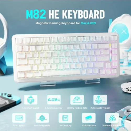 Attack Shark Mambasnake M82 He Hall Effect Magnetic Switch 75% Rapid Trigger Gaming Keyboard 8KHz
