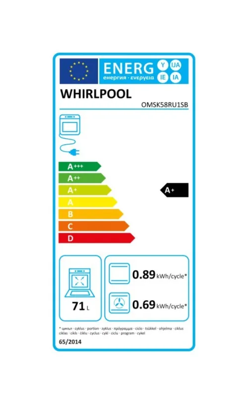 Four Whirlpool encastrable Pyrolyse 71 L multifonctions Noir