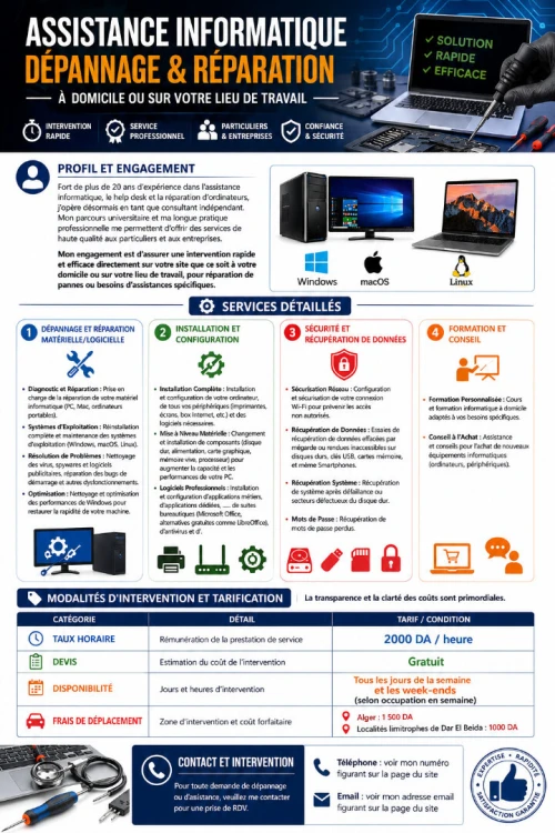 EXPERT INFORMATIQUE À DOMICILE Alger & Environs