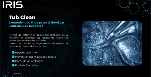 IRIS LAVE LINGE PURA UV 12/8 KG SECHANT OCEAN BLUE