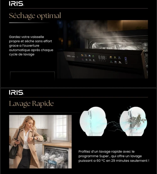 IRIS LAVE VAISSELLE IDW15AD-D 15 COUVERT DARK SILVER