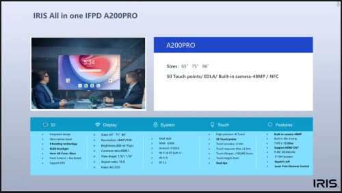 IRIS ECRAN INTERACTIF 86"A200 PRO