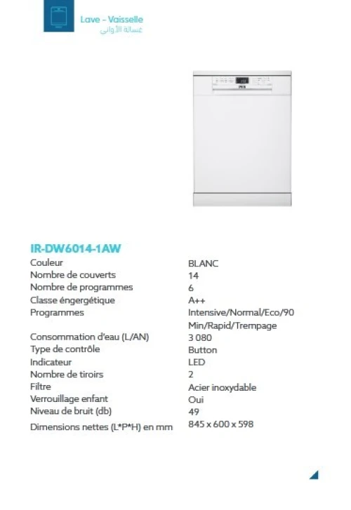 PROMO LAVE VAISSELE  14 COUVERTS INOX 