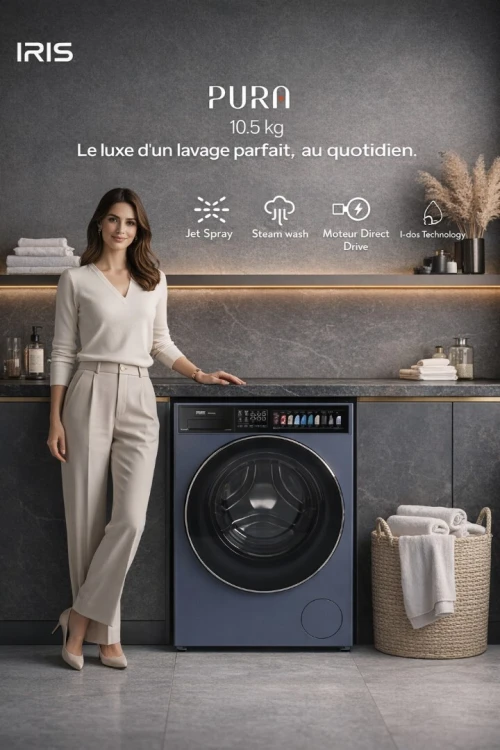 IRIS LAVE LINGE PURA 10.5/7 KG SECHANT OCEAN BLUE