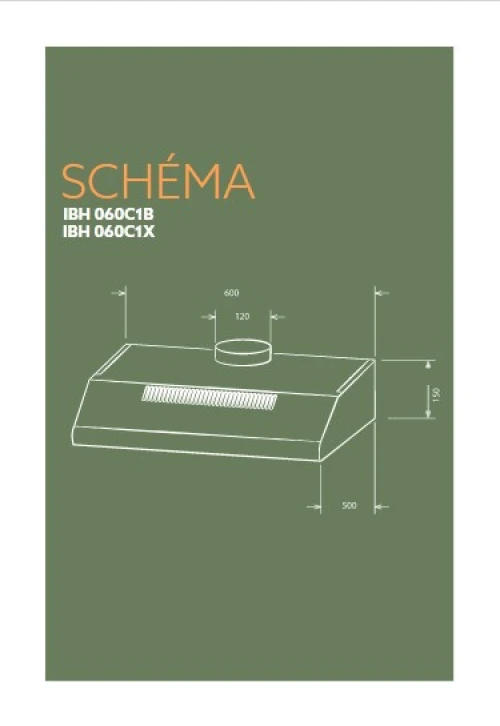 HOTTE DE CUISINE IRIS 60CM NOIR IBH060C1B