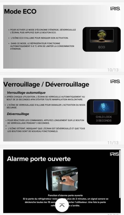 IRIS REFRIGERATEUR IR-DD400 AFFICHEUR
