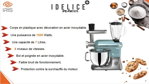 IRIS PETRIN MULTIFONCTION  IDELICE 7L 1500 WATTS 6 VITESSES