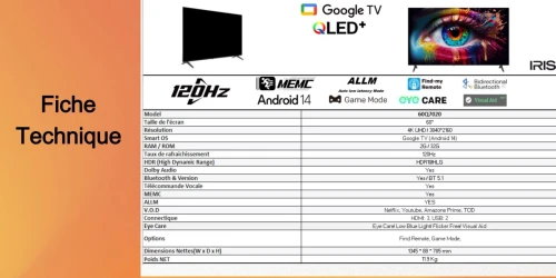 IRIS 60"Q7020 QLED GOOGLE TV 4K UHD 120HZ