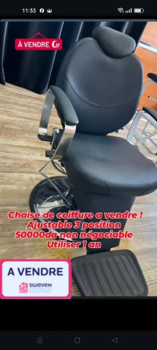 Chaise et chariot de coiffeur