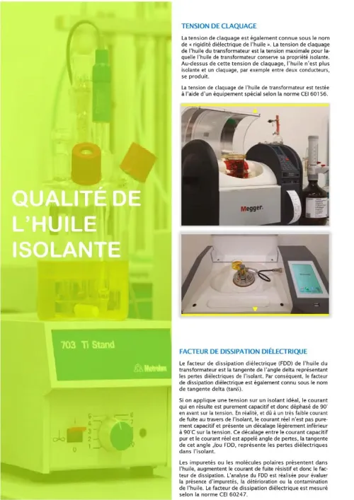 Analyse et diagnostic complets des huiles des transformateurs par BMELECTRIC Lab