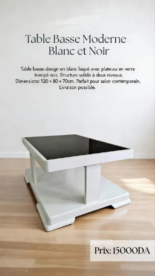 Table blanche basse 120x80x70