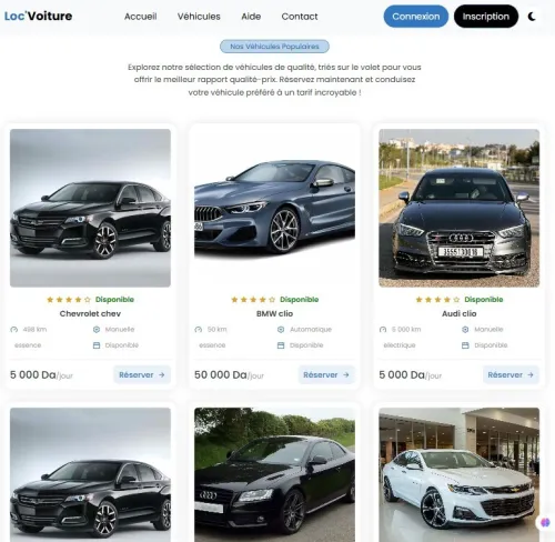 Site web de location de voitures avec PHP / MySQL + panneau admin+ panneau client