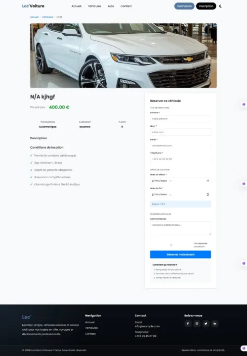 Site web de location de voitures avec PHP / MySQL + panneau admin+ panneau client