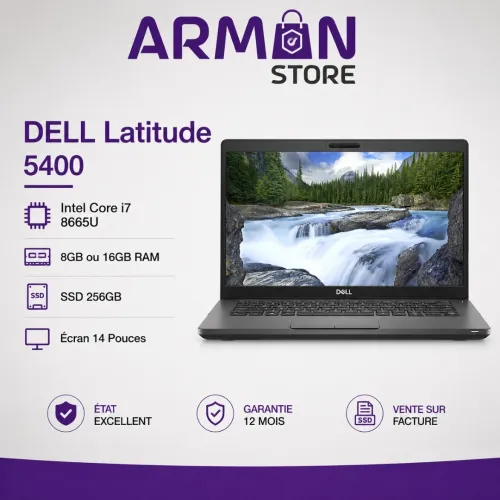 DELL Latitude 5400 Intel Core i7 8665U 8GB ou 16GB RAM SSD 256GB Écran 14 Pouces État Excellent Garantie 12 Mois Vente sur Facture