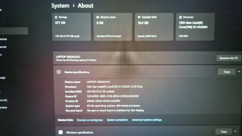 Victus i5-13420H rtx 3050 6gb/ 16gb Ram/512 ssd