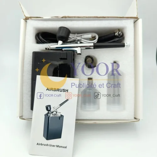 aérographe avec compresseur rechargeable ايروغراف مع ضاغط هواء محمول
