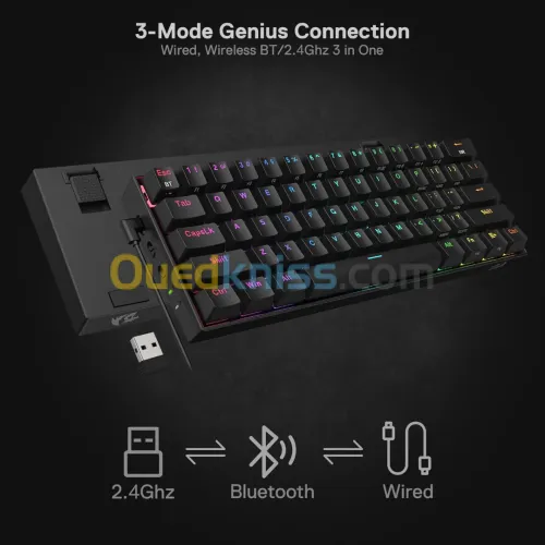 CLAVIER REDRAGON K530 PRO DRACONIC RED SWITCH WIRELESS