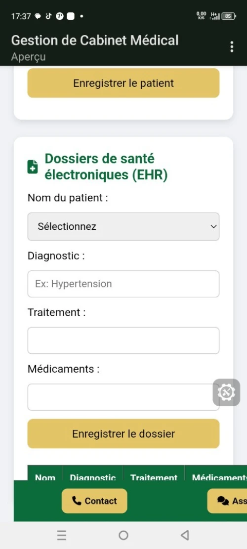Application de gestion d'un cabinet médical