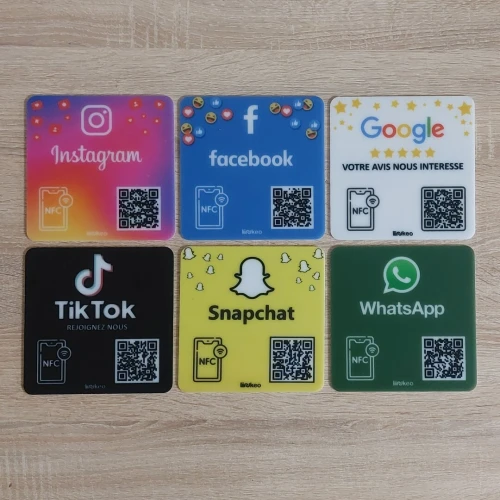 Plaques Réseaux Sociaux NFC & QR Code