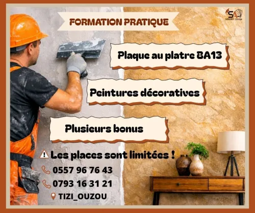 Formation Placo Plâtre (BA13) + Peintures Décoratives