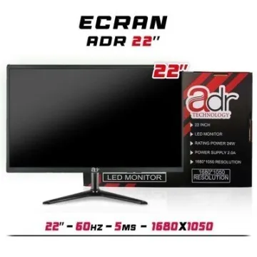 Ecran ADR 22" LED - Modèle 22D7010 - Idéal Bureau & Surveillance (Neuf)