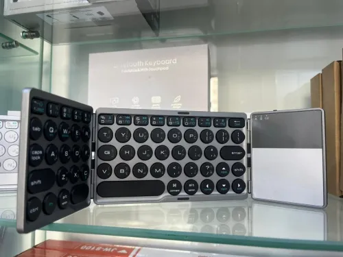 Clavier Bluetooth QWERTY sans fil pliable avec pavé tactile FK039, 64 touches, blanc, noir