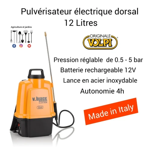 Pulvérisateur électrique dorsal 12 L