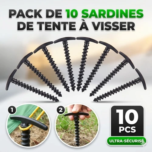 Pack de 10 Sardines de Tente à Visser - Fixation Sécurisée